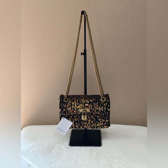 Kurt Geiger NWT Leopard Print Velvet Mini Brixton Crossbody Bag - Picture 1 of 7